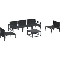 vidaXL Tuinset met 6 zitplaatsen, zwart, staal