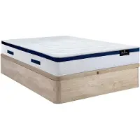 Vente-unique Bedset 140 x 190 cm - Bedbodem met lichte houtkleur en opbergruimte + hybride matras met pocketveren - MARQUIS van PALACIO