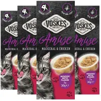 Voskes 4x Kattensnack Mousse Makreel&Kip 7x30 gr