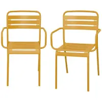 Sweeek - Set van 2 tuinstoelen met armleuningen metaal - amélia