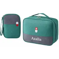 Azalia 2 stuks EHBO Tas Leeg – Waterdichte Verbanddoos / Toilettas – EHBO Koffer Voor Thuis, Auto of Reizen – Compact & Draagbaar – Groot formaat: 25 x 20 x 13 cm, klein formaat: 14 x 11 x 2 cm(Groen)