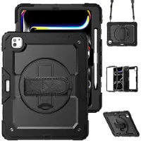 Accezz Rugged Backcover met schouderstrap voor de Apple iPad Pro 13 (2025) M5 / (2024) M4 - Zwart