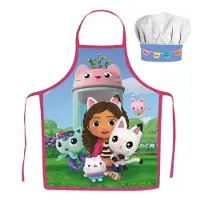 Procos Gabby’s Dollhouse - Gabby's poppenhuis - Kinder Schort & Koksmuts Set – 2-delig – Polyester – 3-8 jaar
