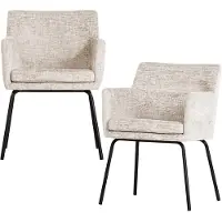 Woood Kam Eetkamerstoelen - Velvet Stof - Off White - Set van 2