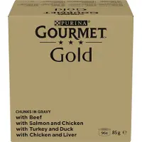 Gourmet Kattenvoer Nat Multipack Gold Fijne Hapjes in Gelei 96 x 85 gr