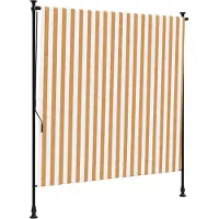 vidaXL Rolgordijn voor buiten 150x270 cm stof en staal oranje en wit