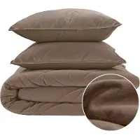 Sleeptime Lazy Velvet dekbed zonder overtrek incl. kussensloop - Taupe/Bruin - 200x200