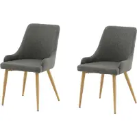 Venture Home 2 x Plaza eetkamerstoel met armleuningen donkergrijs, eik decor.