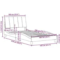 vidaXL Bedframe zonder matras "Hanko" 100x200 cm stof lichtgrijs