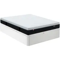 Vente-unique Set 160 x 200 cm bedbodem met opbergruimte wit + hybride brandwerende matras met pocketveren in 9 zones, traagschuim en latex 28 cm dik - SLOMAS van YSMÉE
