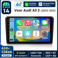 Hexinex HexinexMarket Octa-Core autoradio Geschikt voor AUDI A3 8P 2003-2013 - Draadloos CarPlay, Android Auto, multimediaspeler, 6GB+128GB