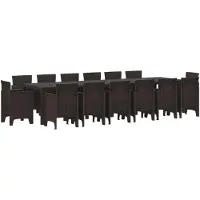 vidaXL Tuin Eettafel Set 15 st Bruin Polt riet