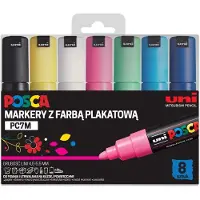 Posca PC-7M Markers Set - 8 Stuks in Etui, voor Glas & Meer