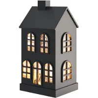 Sompex - GLAMOR HOUSE - zwart, 16cm, decoratieve lamp met bewegende glitter / op battarijen
