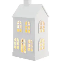 Sompex GLAMOR HOUSE - wit, 16cm, decoratieve lamp met bewegende glitter op battarijen
