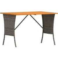 vidaXL Tuintafel met acaciahouten blad 105x75x72 cm poly rattan grijs
