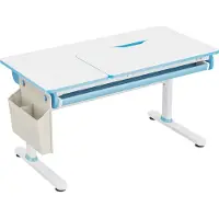 En.casa Kinderbureau Kuosa verstelbaar 54-76x120x60 cm blauw en wit []