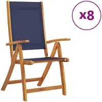 vidaXL Opklapbare stoelen, 8 stuks, van massief acaciahout en textilene.