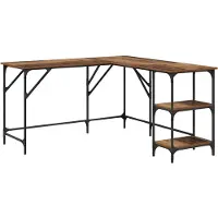 vidaXL Bureau Oud Hout 139 x 139 x 75 cm Bewerkt hout