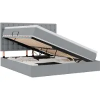 vidaXL Opslag bed met matras met opslag Lichtgrijs 180 x 200 cm Stof