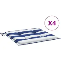 vidaXL Tuinstoelkussens 4 st gestreept 50x50x4 cm stof wit en blauw