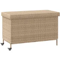 vidaXL Tuinbox met wielen 110x55x73 cm poly rattan gemengd beige