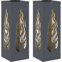 vidaXL Zonnepaneel LED straatlamp, 2 stuks, warm wit licht, 18 x 18 x 50 cm