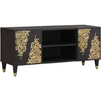 vidaXL TV Kast Zwart 105 x 33 x 46 cm Massief Mango Hout