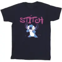 Disney Meisjes T-shirt Lilo en Stitch Graffiti Katoen (Marineblauw)