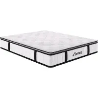 Vente-unique Set 140 x 190 cm bedbodem met opbergruimte licht houteffect + matras met pocketveren en ingebouwde dekmatras dikte 28 cm - AMERICAN DREAM van YSMÉE