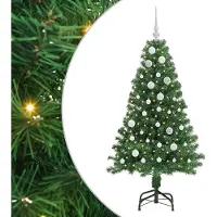 vidaXL Kunstkerstboom Groen 150 cm PVC en Staal en Kunststof