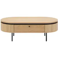 Vente-unique Salontafel met 2 lades met eikenfineer en metaal - Licht naturel en zwart - CARDIONA