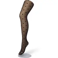 Bonnie Doon Dames Stippen Panty 30 Denier Zwart maat L/XL - Chique Panty - Stip Dessin - Brede Boord - Comfort - Stipjes - Gestipte Print - Little Dots Tights - Feestelijk - Black - BP201910.101