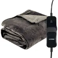 Sans marque Elektrische Bovendeken Warmte deken met Fleece/Sherpa | Plaid 180x130 CM | 3.5 Meter Kabel | 160W | Donker Grijs