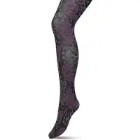 Bonnie Doon Grafische Panty 60 Denier Zwart Dames maat L/XL - Grafische Print - Gladde Naden - Maximaal Draagcomfort - Ornament Tights - Chique Panty - Feestelijk - Black - BP221909.101