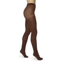 Bonnie Doon Grafische Panty 50 Denier Bruin Dames maat 38/40 M - Grafisch - Ruiten Print - Gladde Naden - Maximaal Draagcomfort - Chique Panty - Feestelijk - Fencing Tights - Mocha - BP051980.286