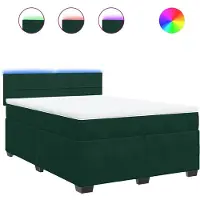 vidaXL Boxspring met matras fluweel donkergroen 140x190 cm