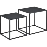 En.casa Bijzettafel set van 2 zwart metaal 40x40x40 - 35x35x35 cm