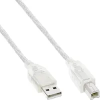 InLine USB naar USB-B kabel - USB2.0 - tot 0,5A / transparant - 10 meter