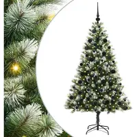vidaXL Kunstmatige Scharnierende Kerstboom met Gevlokte Sneeuw Warmwit