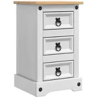 vidaXL Nachtkastje Corona Wit 35 x 32,5 x 58 cm Massief grenenhout