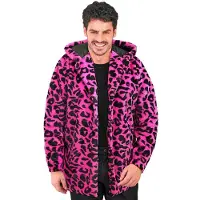 Widmann Bontjas met Kap Pluche Luipaard Neon Roze - Maat L-XL