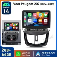 Hexinex 10.1" autoradio Geschikt voor Peugeot 207 2006-2015 - Draadloos CarPlay, Android Auto, WIFI, multimediaspeler, 2GB+64GB