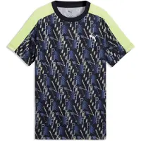 Puma Functioneel shirt 'TAD ESS AOP Poly' duifblauw / donkerblauw / grijs / kiwi