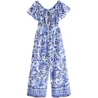 Next Jumpsuit blauw / wit