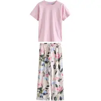 Next Pyjama lichtbeige / blauw denim / rosa / zwart