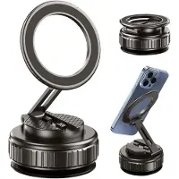 LONGZIMING -Magnetische Telefoonhouder Auto - Magnetische Telefoonhouder Auto met Vacuüm Zuignap – 360° Verstelbaar – Sterke N52 Magneten – Voor Dashboard en Voorruit