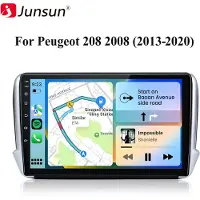 Junsun 10" Autoradio Draadloze Android Auto & Draadloze CarPlay Multimediasysteem Geschikt voor Peugeot 208 2008 (2013-2020) – Android 15 GPS Navi WIFI BT DAB+ SWC USB RDS 4GB+64GB 8-core Processor