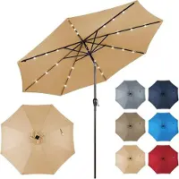 Helloshop26 Tuinparasol - - 3 m - 96 LED-lampen - 9 verlichtingsmodi - In hoogte verstelbaar