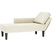 vidaXL Chaise longue met kussen&rechterarmleuning fluweel crèmekleurig
